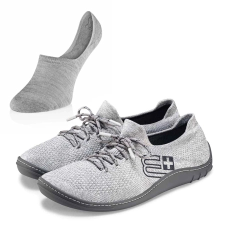 Komplet Buty Męskie Brubeck Barefoot Merino Jasnoszare-Grafitowe + Stopki