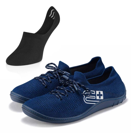 Komplet Buty Męskie Brubeck Barefoot Merino Granatowe + Stopki