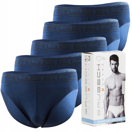 Komplet Brubeck Męskie Slipy 5x (Indygo)