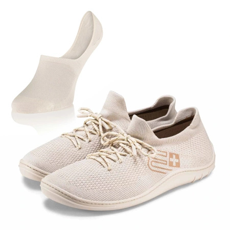 Komplet Buty Męskie Brubeck Barefoot Merino Kremowe + Stopki