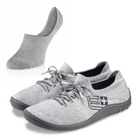 Komplet Buty Męskie Brubeck Barefoot Merino Jasnoszare-Grafitowe + Stopki