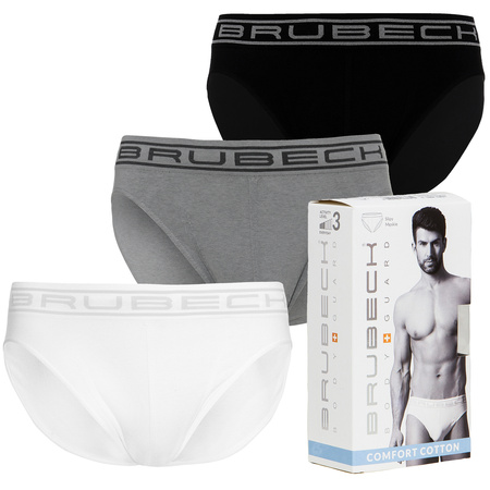 Komplet Brubeck Męskie Slipy 3x (Biały, Szary, Czarny)