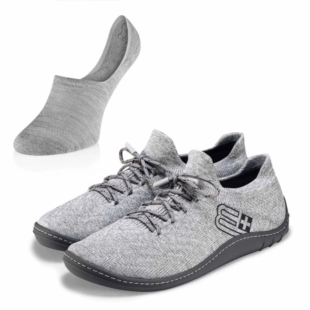 Komplet Buty Damskie Brubeck Barefoot Merino Jasnoszare-Grafitowe + Stopki