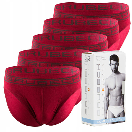 Komplet Brubeck Męskie Slipy 5x (C.Czerwony)