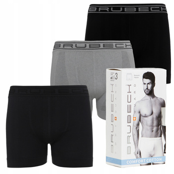 Komplet Brubeck Męski Bokserki 3x (Grafitowy, Szary, Czarny)