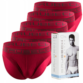 Komplet Brubeck Męskie Slipy 5x (C.Czerwony)