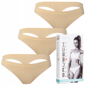 Komplet Brubeck Damskie Stringi 3x (Beżowy)