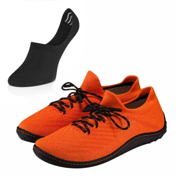 Komplet Buty Damskie Brubeck Barefoot Merino Pomarańczowo-Czarne + Stopki