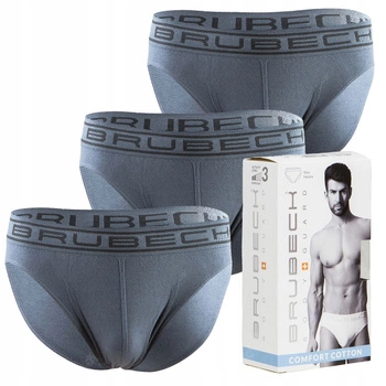 Komplet Brubeck Męskie Slipy 3x (Stalowy)