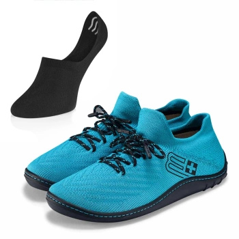 Komplet Buty Damskie Brubeck Barefoot Merino Turkusowo-Czarne + Stopki