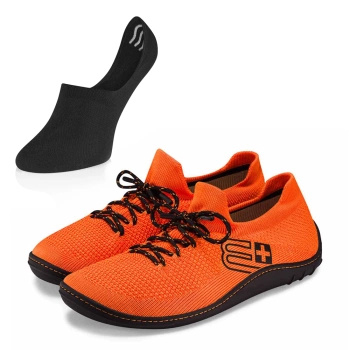 Komplet Buty Męskie Brubeck Barefoot Merino Pomarańczowo-Czarne + Stopki