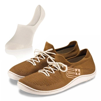 Komplet Buty Męskie Brubeck Barefoot Merino Jasnobrązowe-Kremowe + Stopki
