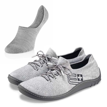 Komplet Buty Męskie Brubeck Barefoot Merino Jasnoszare-Grafitowe + Stopki