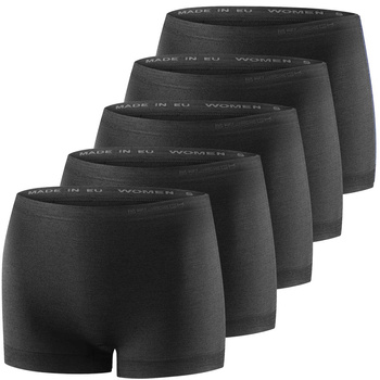 Komplet 5x Bokserki Damskie Comfort Merino Czarne