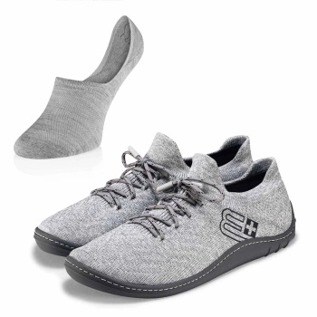 Komplet Buty Damskie Brubeck Barefoot Merino Jasnoszare-Grafitowe + Stopki