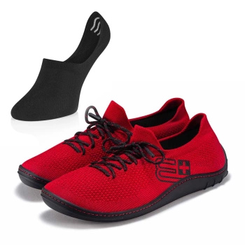 Komplet Buty Męskie Brubeck Barefoot Merino Czerwono-czarne + Stopki