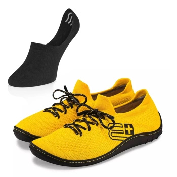 Komplet Buty Męskie Brubeck Barefoot Merino Zółto-Czarne + Stopki